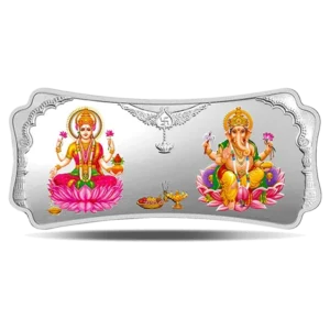 Stylized Lakshmi Ganesha Silver (999.9) 100 gm Silver Bar