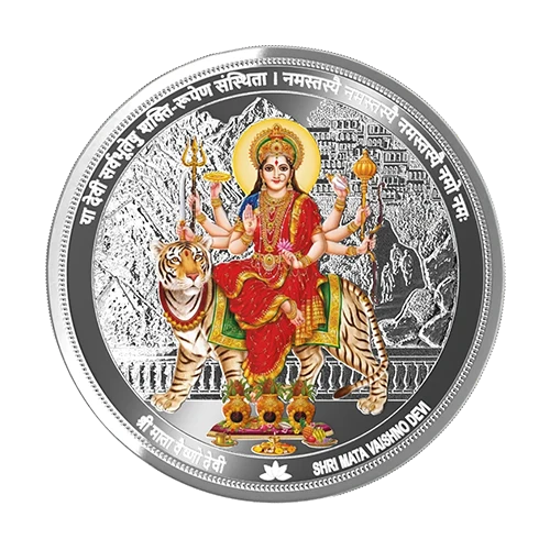 (999.9+) Purest 50 gm Vaishno Devi Silver Coin